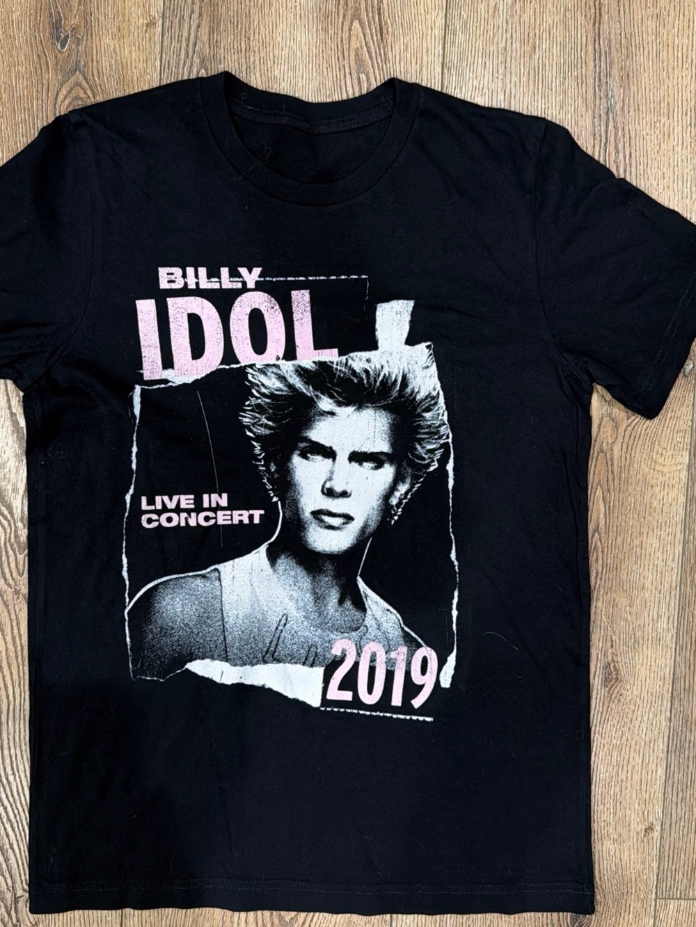 Black Billy Idol 2019 Concert Graphic Tee with Pink Accents